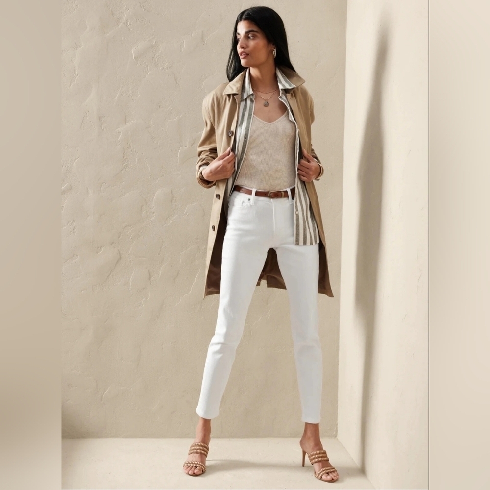 Banana Republic White Mid Rise Vintage Stretch Size 27/4 Skinny Jeans RT$100 NWT
